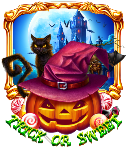 slot machine symbols casino Halloween kids masquarade drakula witch pumpkin candle