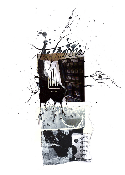 collage ink sombre Poetry  abstract mixed media