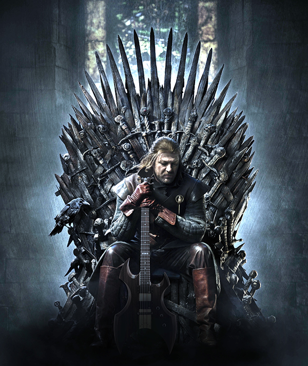 ned stark Game of Thrones iron throne rock heavy metal electric guitar Axe Guitar ESP LTD AX2E george martin hbo winter is coming photoshop Photo Manipulation  photomanipulation