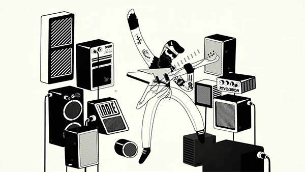 motion Mtv inland tv black and white giff animated rock indie punk ilustracion tranform
