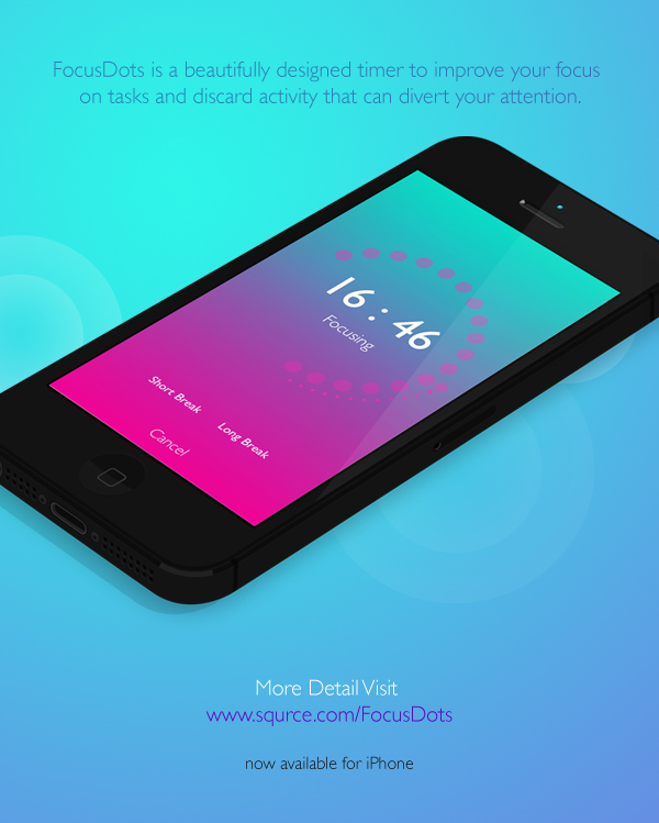 ios app pomodoro iphone timer Focus dots mobile flat design iphone app Mobile Interface design ios7