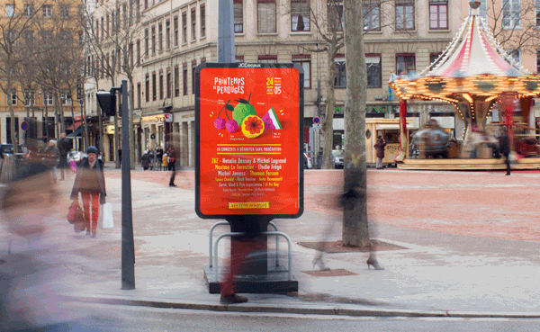 spring poster paper-art colorfull orange Fruit 3D affiche festival Musique printed pantone vivid vitamine C