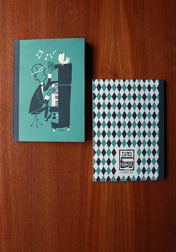 jazzy modern notebook gift silkscreen limited Piano bird teacher