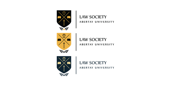 Logo Design law society University abertay design black gold cream Monochromatic