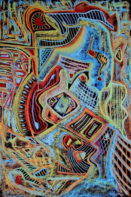 Pastels paper Drawing  abstract art painting   universe ukraine lines Expressionism