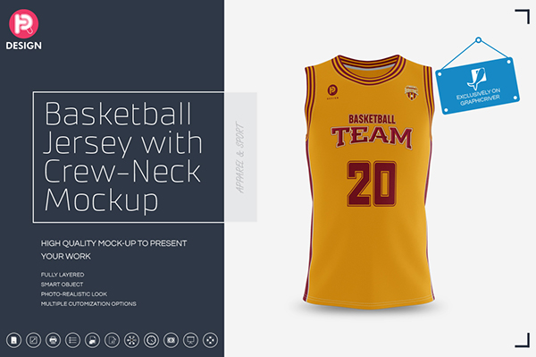 Download Basketball Jersey with Crew-Neck Mockup on Behance