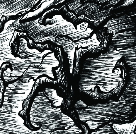 dessin encre de chine noir et blanc monstre