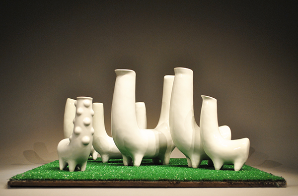 llama ceramic dinnerware modern abstract animal slip cast Handbuilt pitcher jug Vase porcelain functional decorative