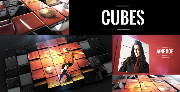 webshocker cubes 3D template after effects element 3d reveal photo video rotation