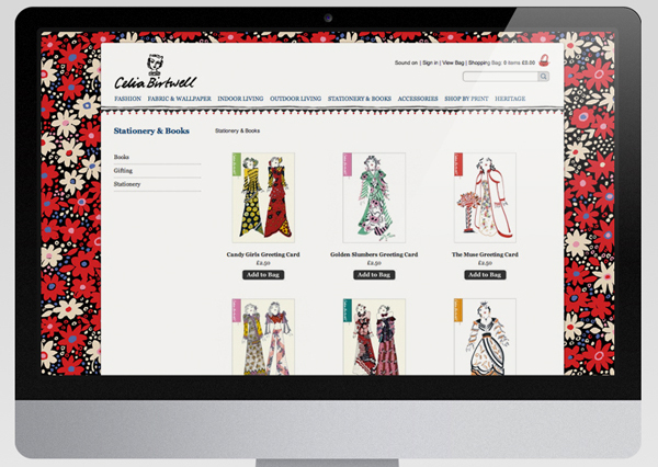 Website graphic textile Celia Birtwell Bose collins