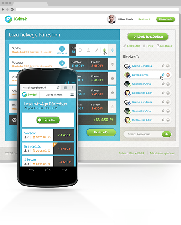 OTP  kvittek expenses  calculate app mobile desktop  payment