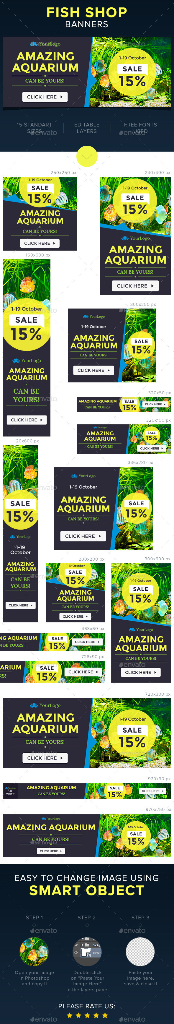 envato graphicriver Web Banners ad banners fish shop pets store sale