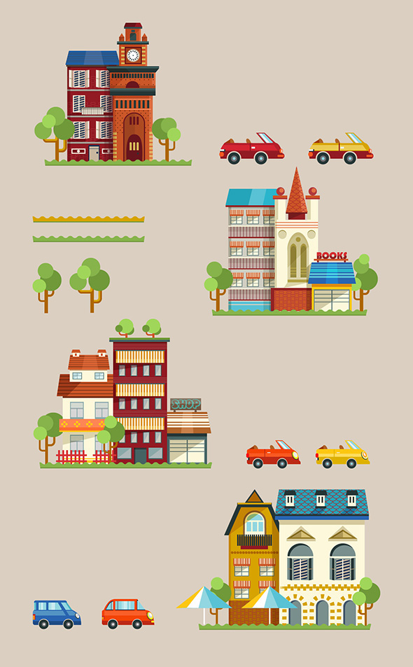 building city vector background house illutration art flat design colors direction road communication town City Life