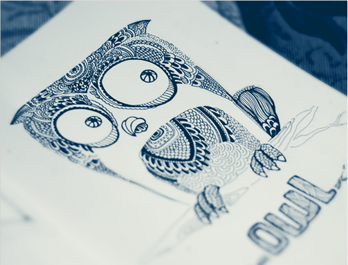 pen ink pen and ink line art owl bird fish mehndi tattoo missjosh josh galvez