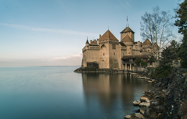 long exposure lake Leman Vaud swiss Lausanne chablais chillon chateau Castle Landscape b&w black n White monochrome