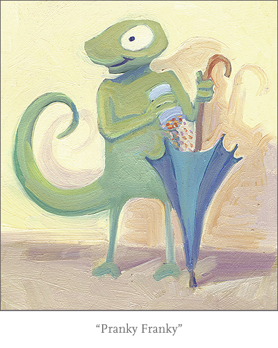 children's illustration  oil painting snails mice dancer Chicken Little New York library lion chameleon lizard book characters picture books children's picture books
