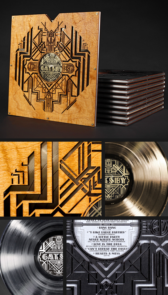 julian baker juliansbaker The Great Gatsby Music Packaging LP design record laser cut wooden box