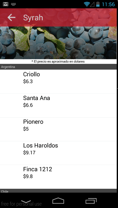 Mobile app wine pairing