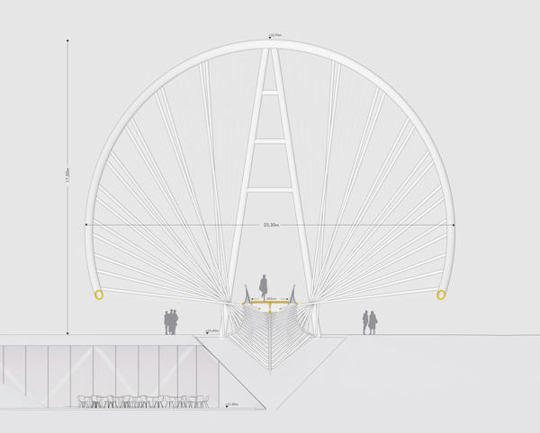 bridge ellipses elliptical bridge salford Penda daxboeck precht Landmark construction Competition Landscape suspended steel White