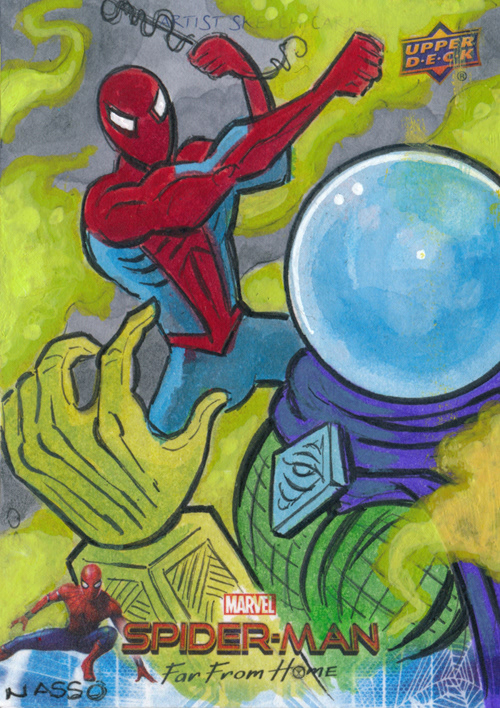 spiderman marvel UpperDeck sketchcards FarFromHome peterparker maryjane mysterio NickFury marvelcomics