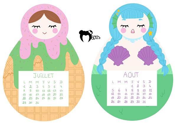 mars calendrier matriochka russian kawaii cute Fashion  calendar papeterie deco