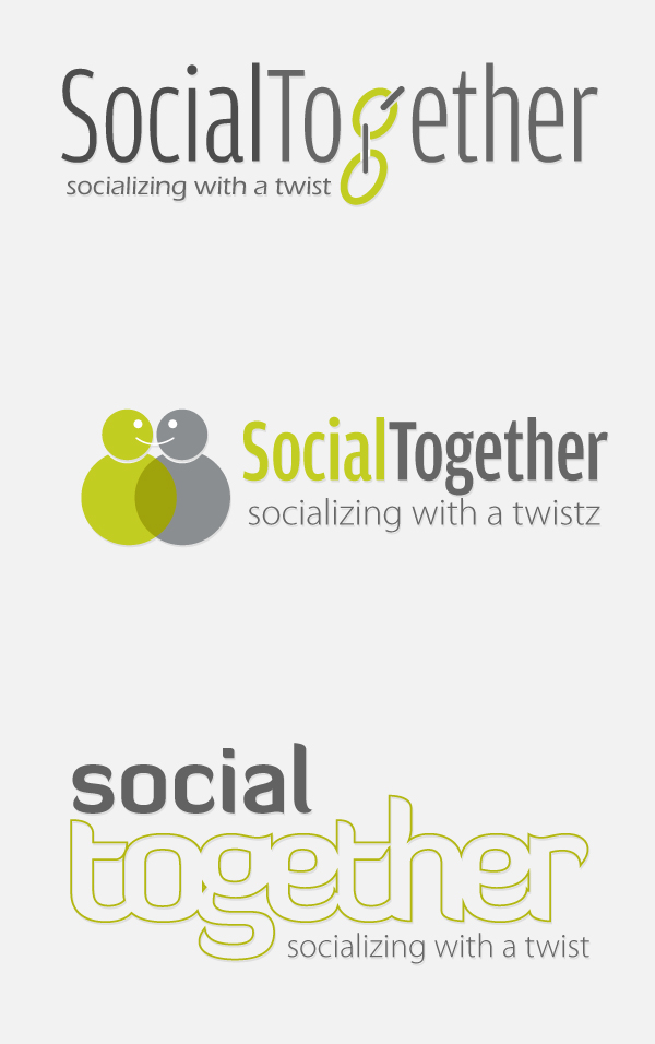 Social Together Logo Logo Design Web Logo social together green gray smile happy united we socializing with a Twist