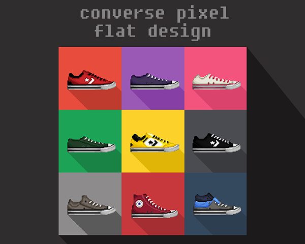 converse pixel flat design on Behance