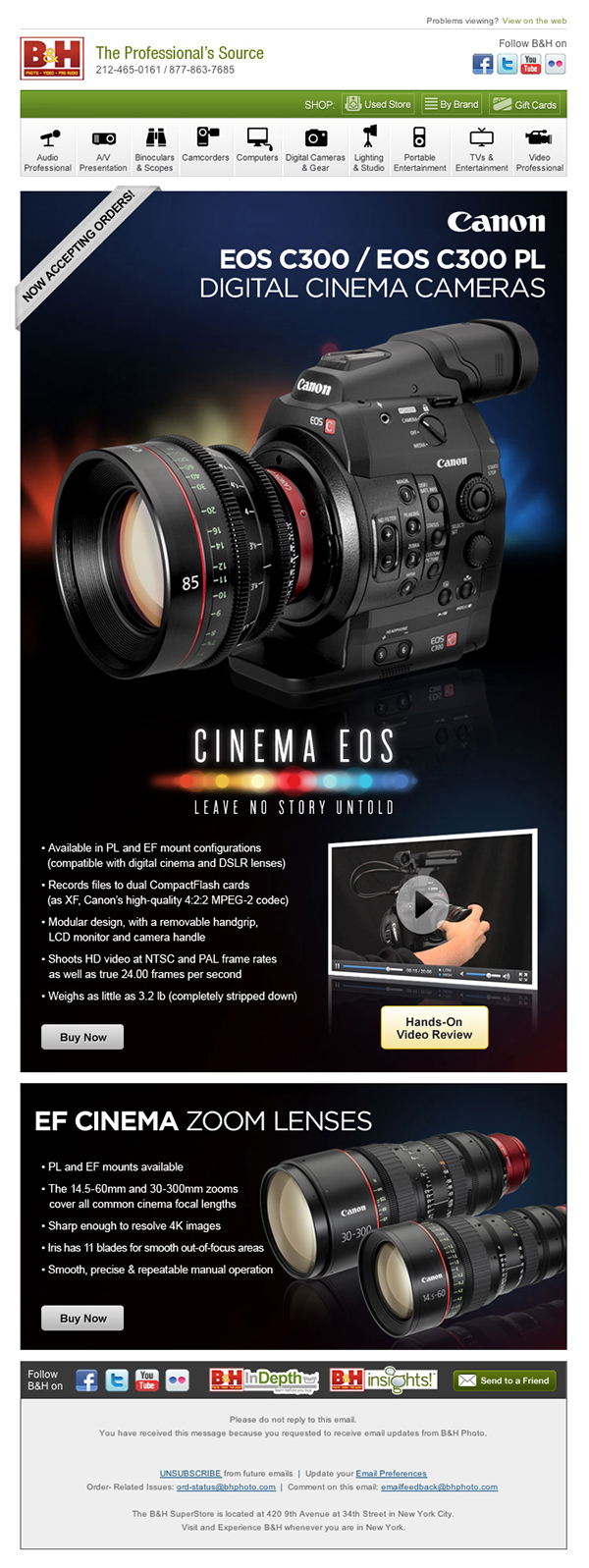 Email Design email marketing promotional email product launch announcements Canon EOS C300