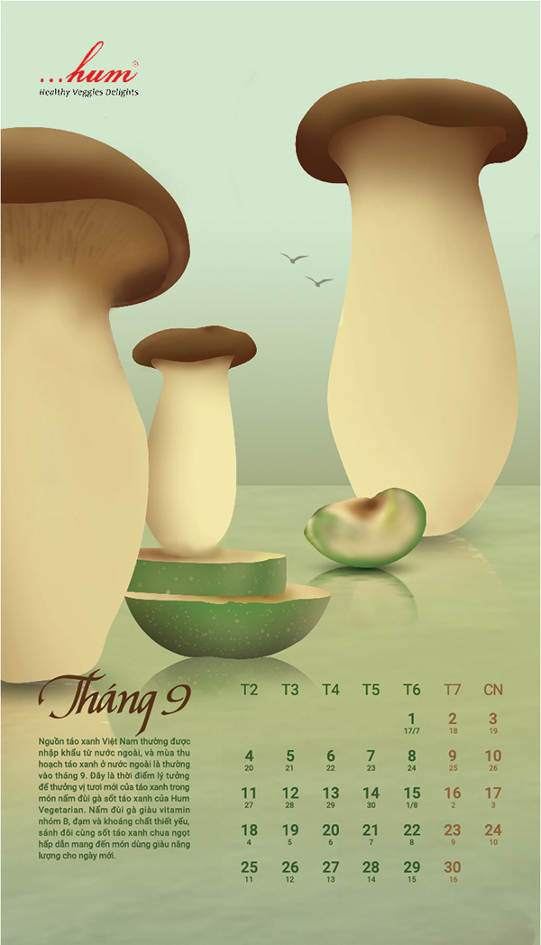 "Vegetarian restaurant" calendar design