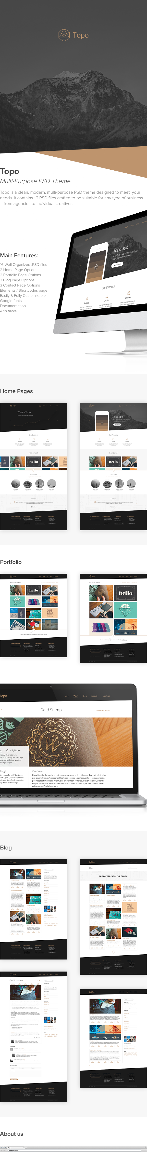 topo Theme wordpress creative flat minimal portfolio psd