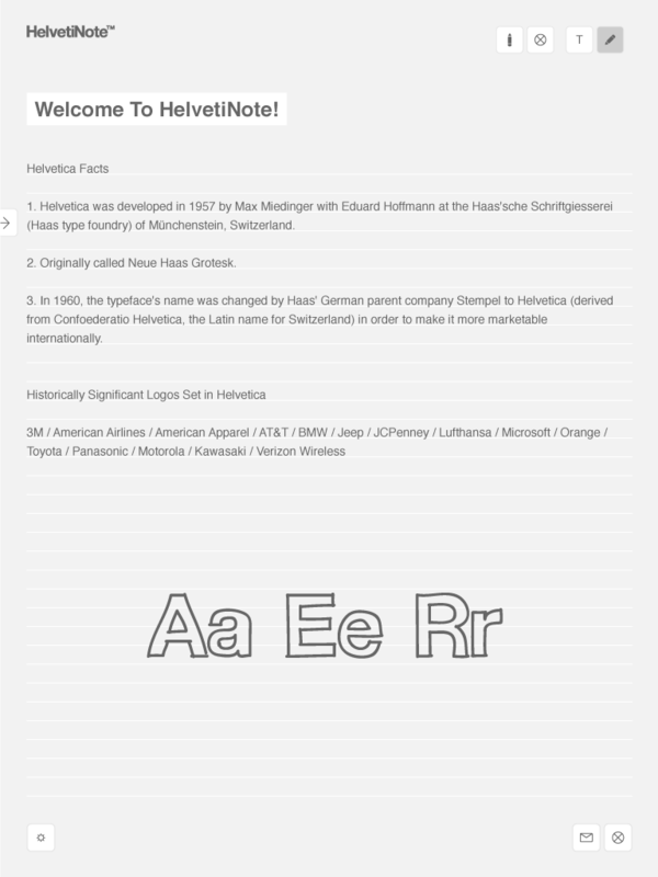 HelvetiNote™ Rage Digital Cypher13 iPad app app development mobile iphone UI user interface notes