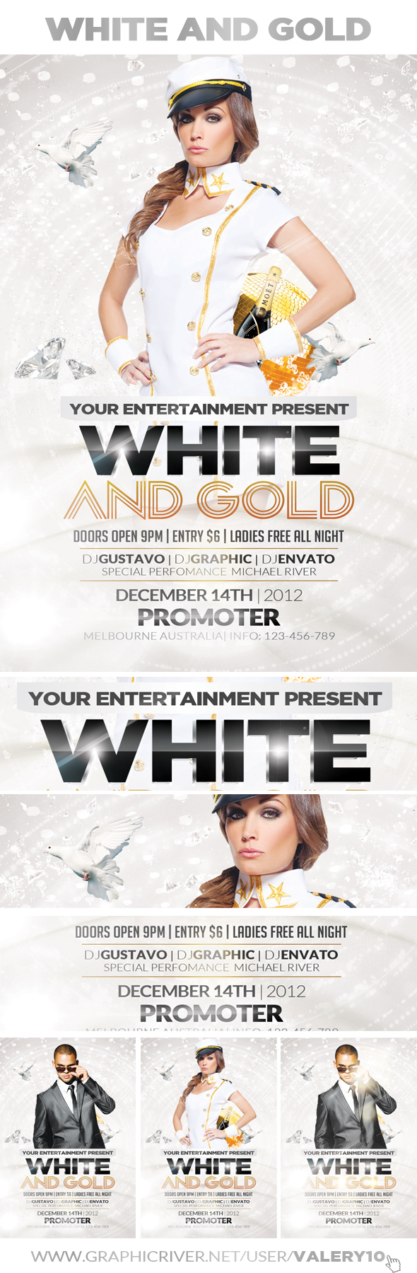 FREE White and Gold Party Flyer Template on Behance For All White Party Flyer Template Free