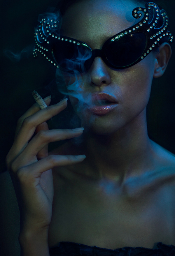 Nora Jane night light mood beauty girl glasses lips smoking Hot summer
