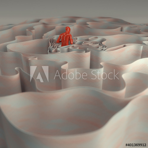 abstract Adobe Dimension concept identity imagination loneliness red subconscious surrealism White