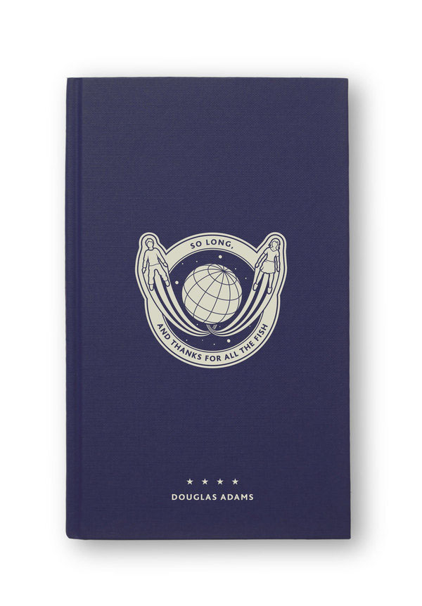 the hitch hikers Guide to galaxy book cover Hardback screen printed Space  Travel exploration futuristic