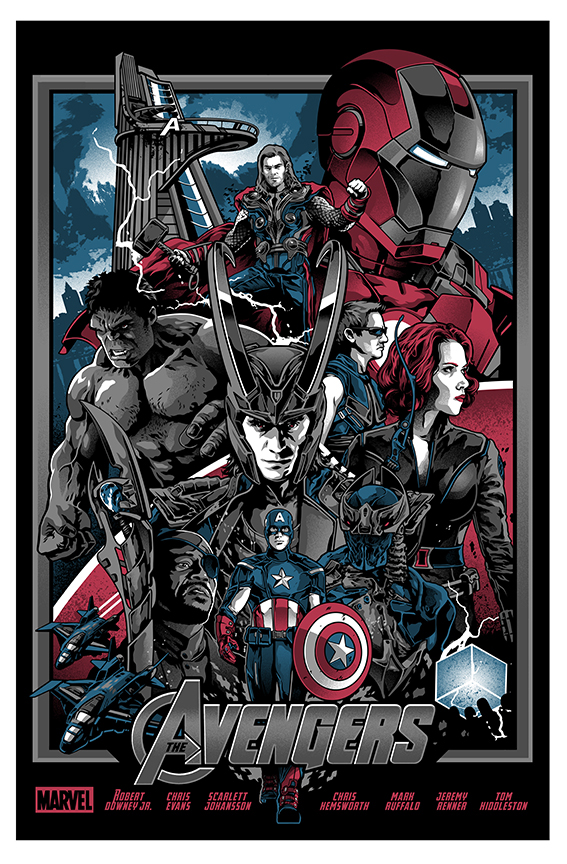 The Avengers Avengers Iron ma Thor Hulk Loki Comic Book art SuperHero screenprint movie poster film poster poser art