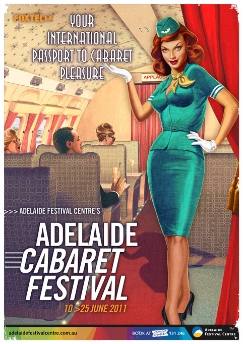 Adelaide Cabaret Festival retro art 50s fifties poster female figurative