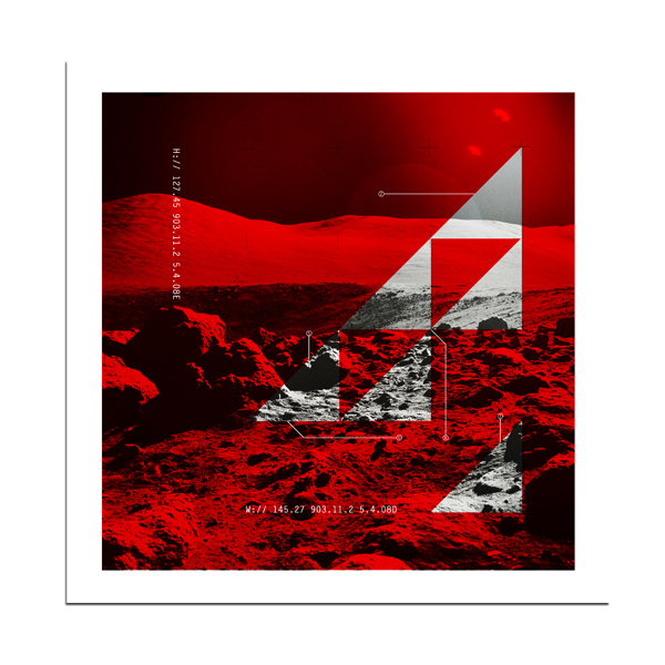 planet moon design photomanipulation mathmatical red black and white bw stylised