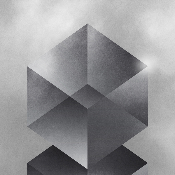 cube Nature black White grey geometry poster