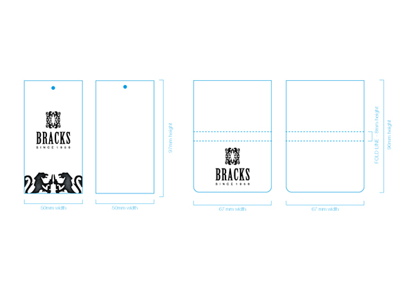 Bracks swing tags conceptual Print specifications