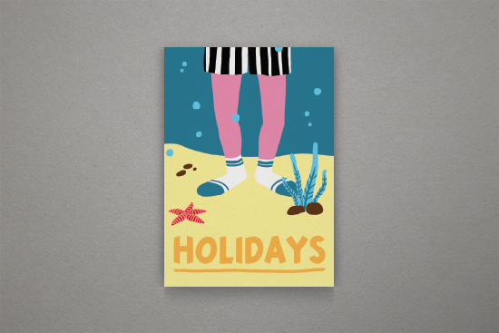holidays vacances carte postale art graphic art Art graphique print france david allart card postcard Carte