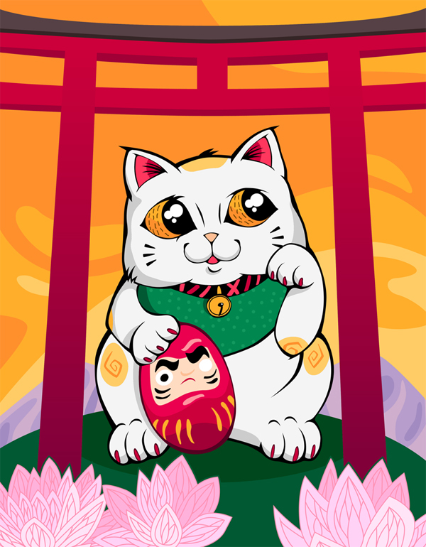 japan japanese oriental Cat maneki neko t-shirt print