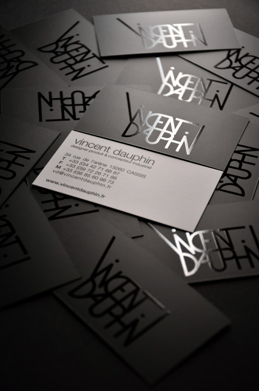 business card carte visite print Black&white Varnish