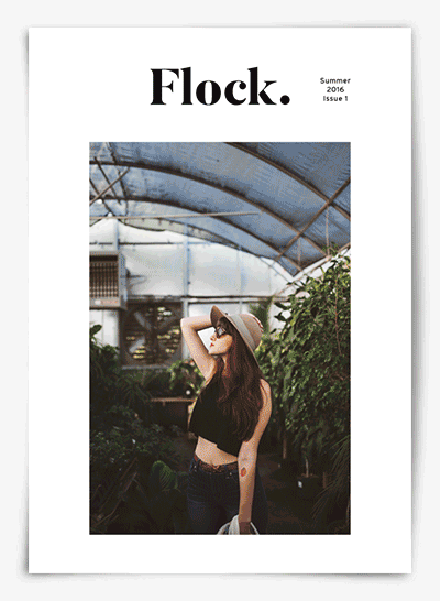 flock magazine editorial design cover brand minimal Minimalism product colour print Layout grid