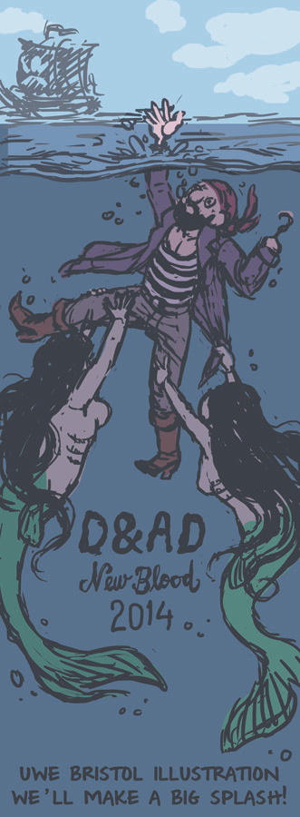 D&AD dandad Invitation design flyer type text mermaid pirate ship tail