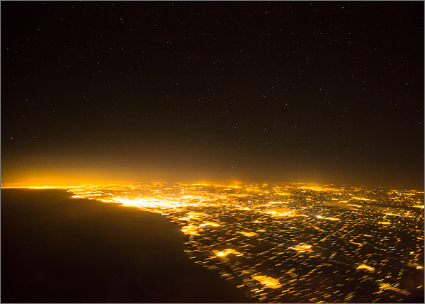 Aerial night stars city lights milky way chicago minneapolis Los Angeles