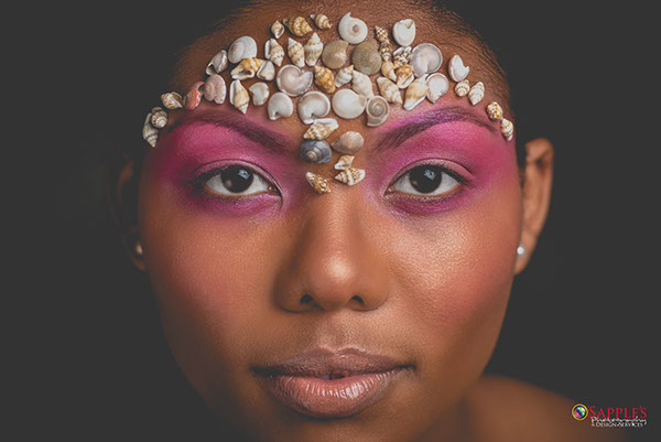 nikond800 art artistic makeup blackandwhite beauty Jamaicanphotographer Fashionphotographer SapplesPhotography Shells Seashells studio editorial creative