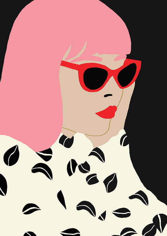 graphic Hello Marine Character Sunglasses digital Fashion  pink hair contemporary decorative stylised