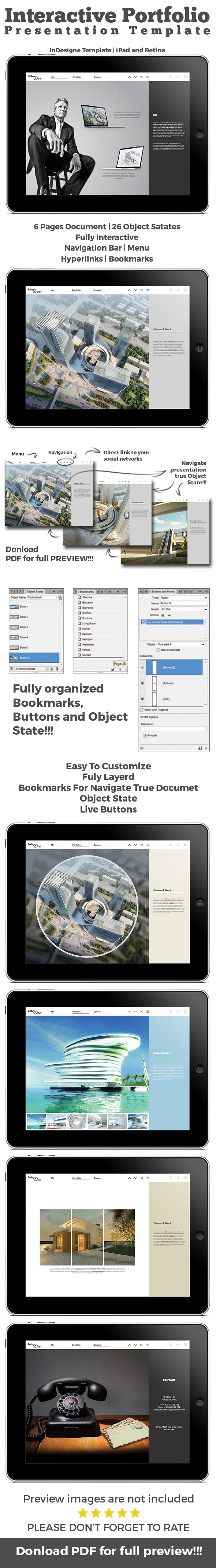 interactive pdf presentation template InDesign iPad retina