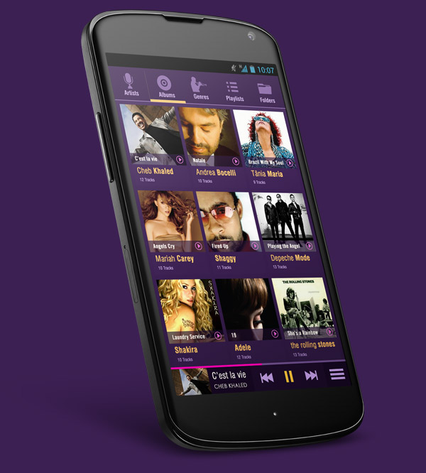 Music Player android flat mobile app Interface colors romantic Classic music app